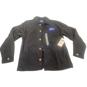 Ford Motors Mens Black Canvas Work Jacket Legendary Power 1903 Logo Medium NWT